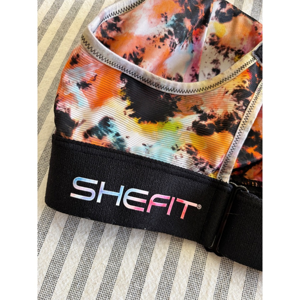 Shefit High Impact Size Small Orange Tie-Dye Print Custom Fit Sports Bra - Picture 7 of 10